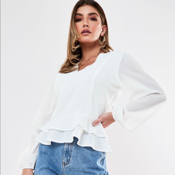 White Peplum Blouse - Picture 2 of 6